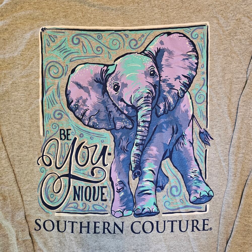 SOUTHERN COUTURE Be Younique Elephant Long Sleeve Gray T-Shirt NEW Gift Size XL